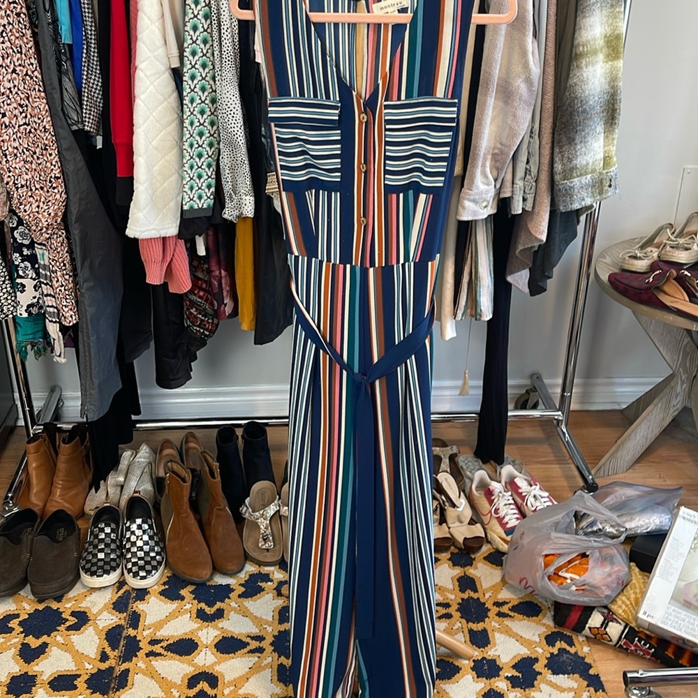 77. Monteau Striped Tie Waist Rjumosuit